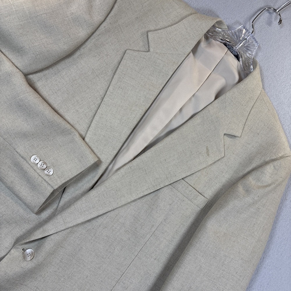 Haggar Gentlemans Fit Beige Linen‎ Blend Blazer Jacket 48L EUC